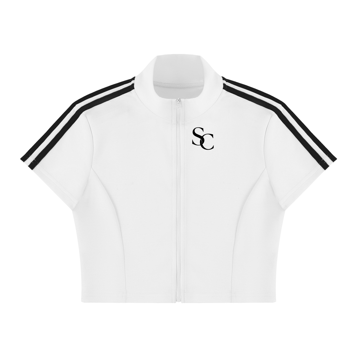 logo Women's Cropped Full Zip Short Sleeve T-Shirt