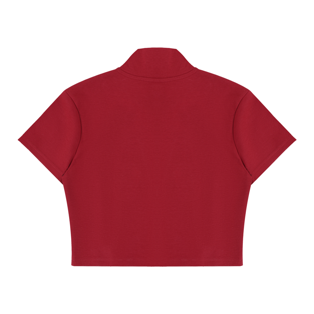 logo Women's Cropped Full Zip Short Sleeve T-Shirt