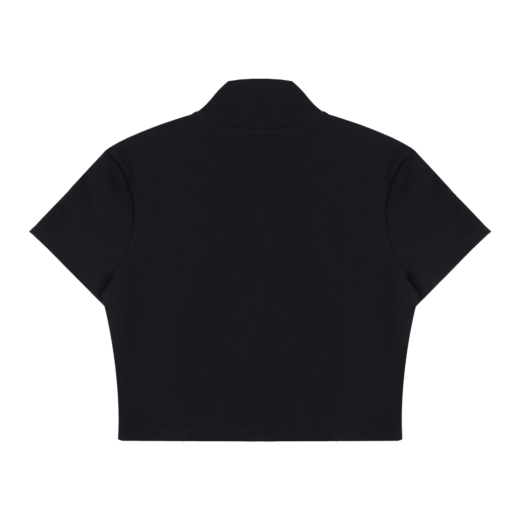 logo Women's Cropped Full Zip Short Sleeve T-Shirt