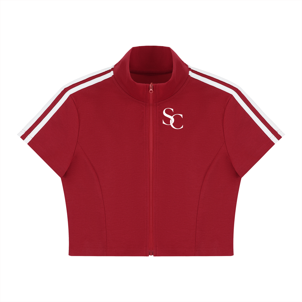 logo Women's Cropped Full Zip Short Sleeve T-Shirt