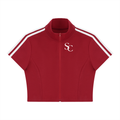 logo Women's Cropped Full Zip Short Sleeve T-Shirt