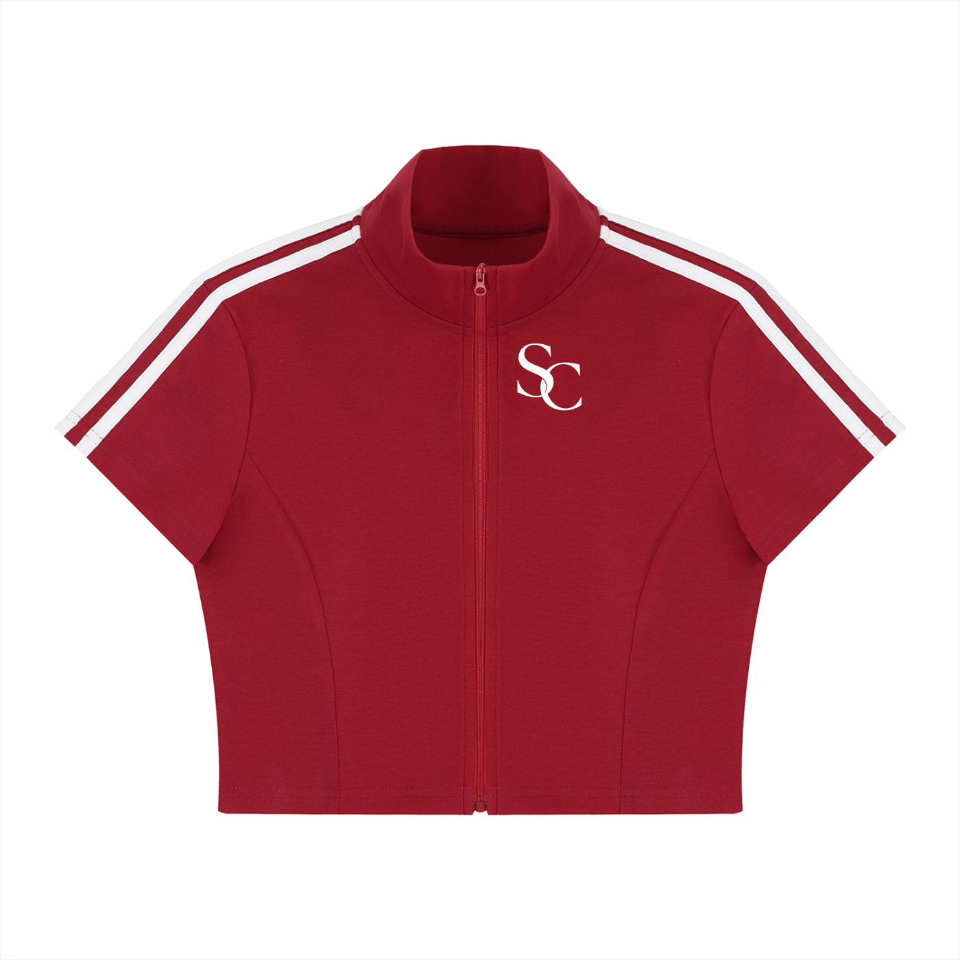 logo Women's Cropped Full Zip Short Sleeve T-Shirt