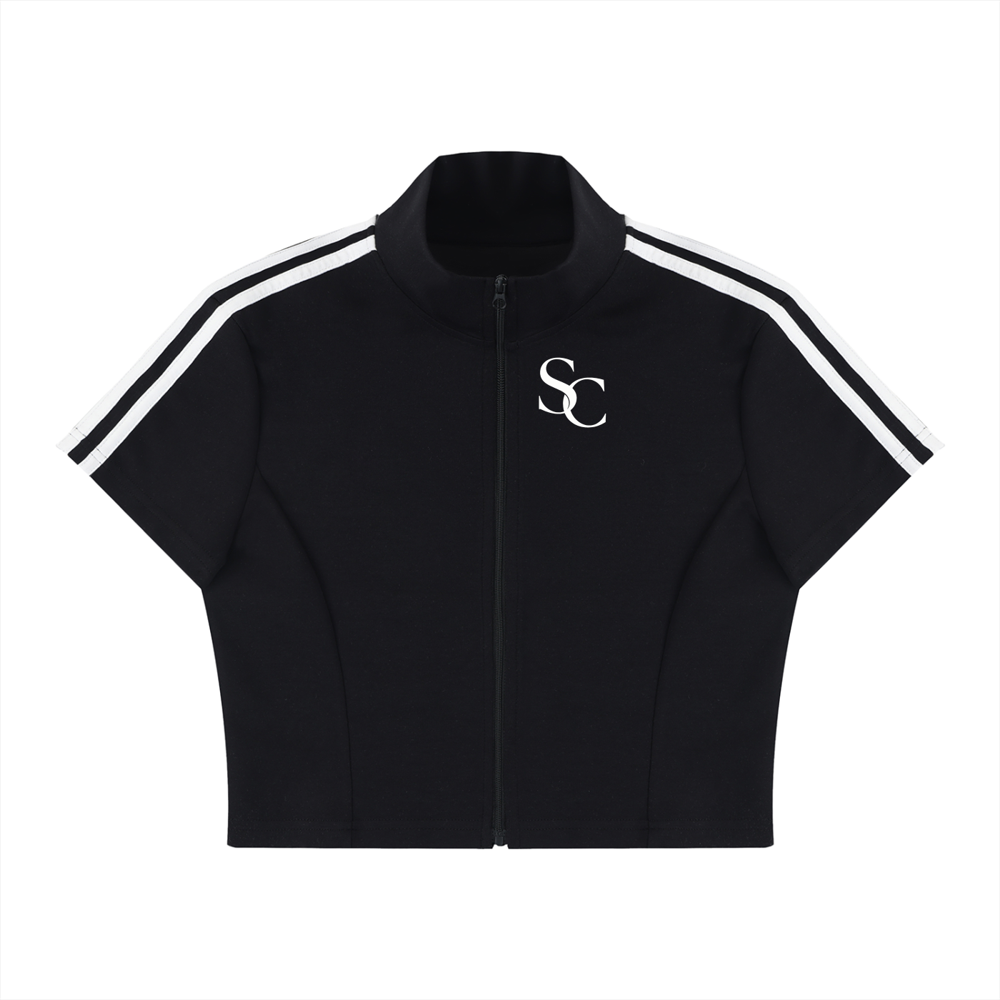 logo Women's Cropped Full Zip Short Sleeve T-Shirt