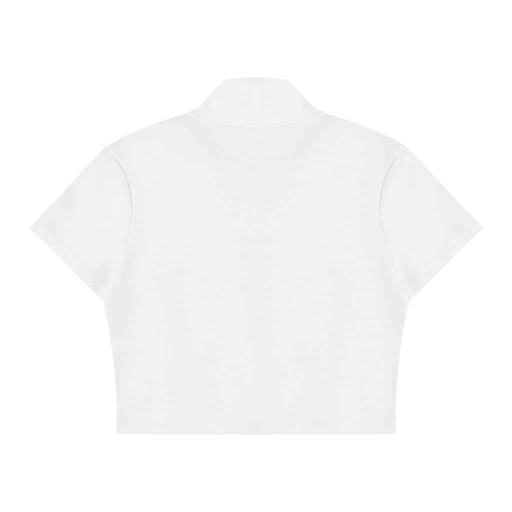 logo Women's Cropped Full Zip Short Sleeve T-Shirt