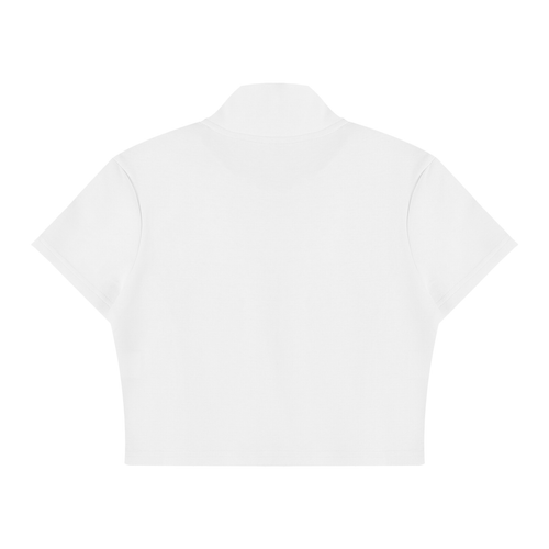logo Women's Cropped Full Zip Short Sleeve T-Shirt