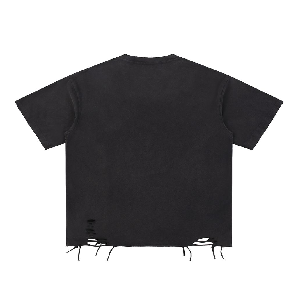 SYLENT: NO SIGNAL Snow Washed Raw-Hem Tee