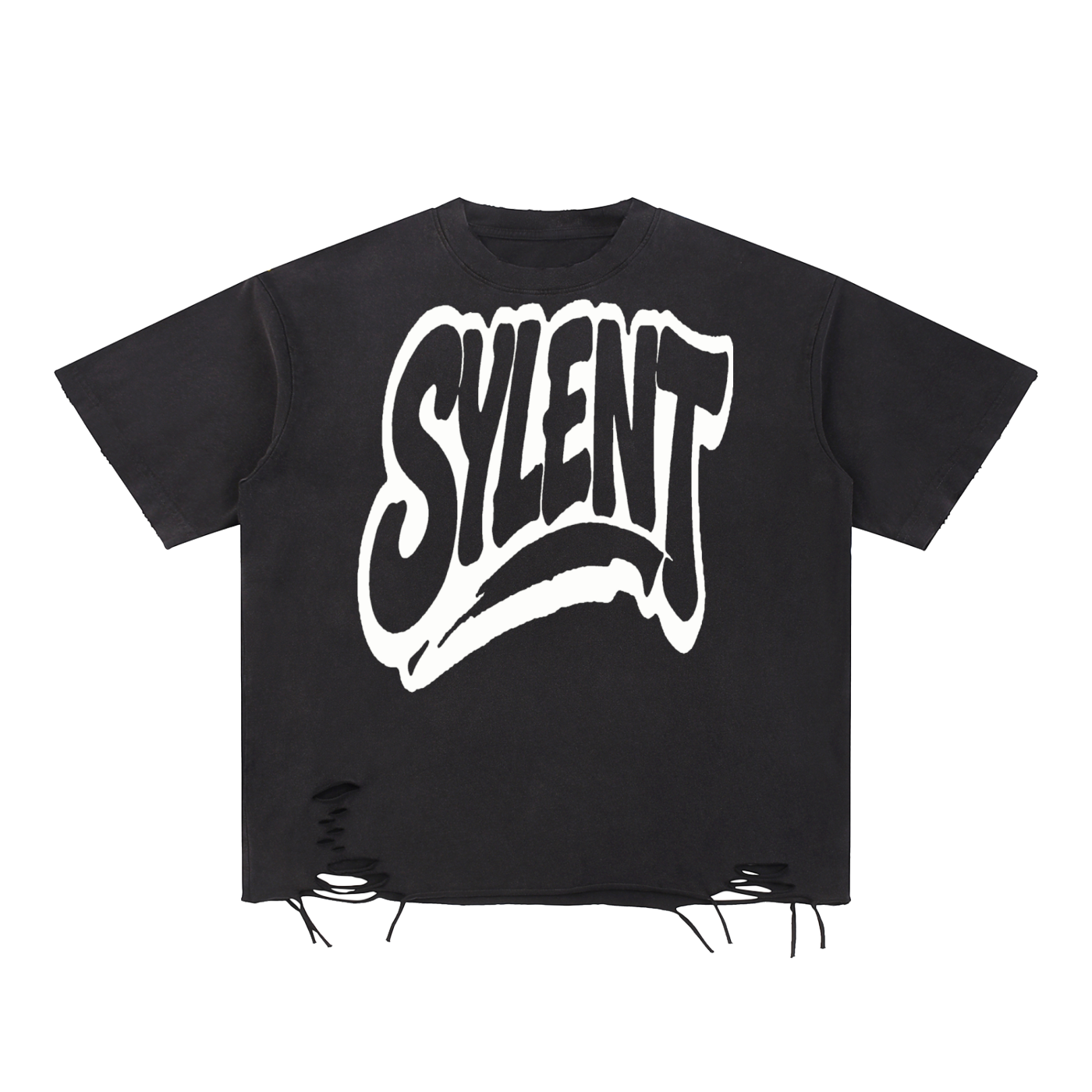 SYLENT: NO SIGNAL Snow Washed Raw-Hem Tee